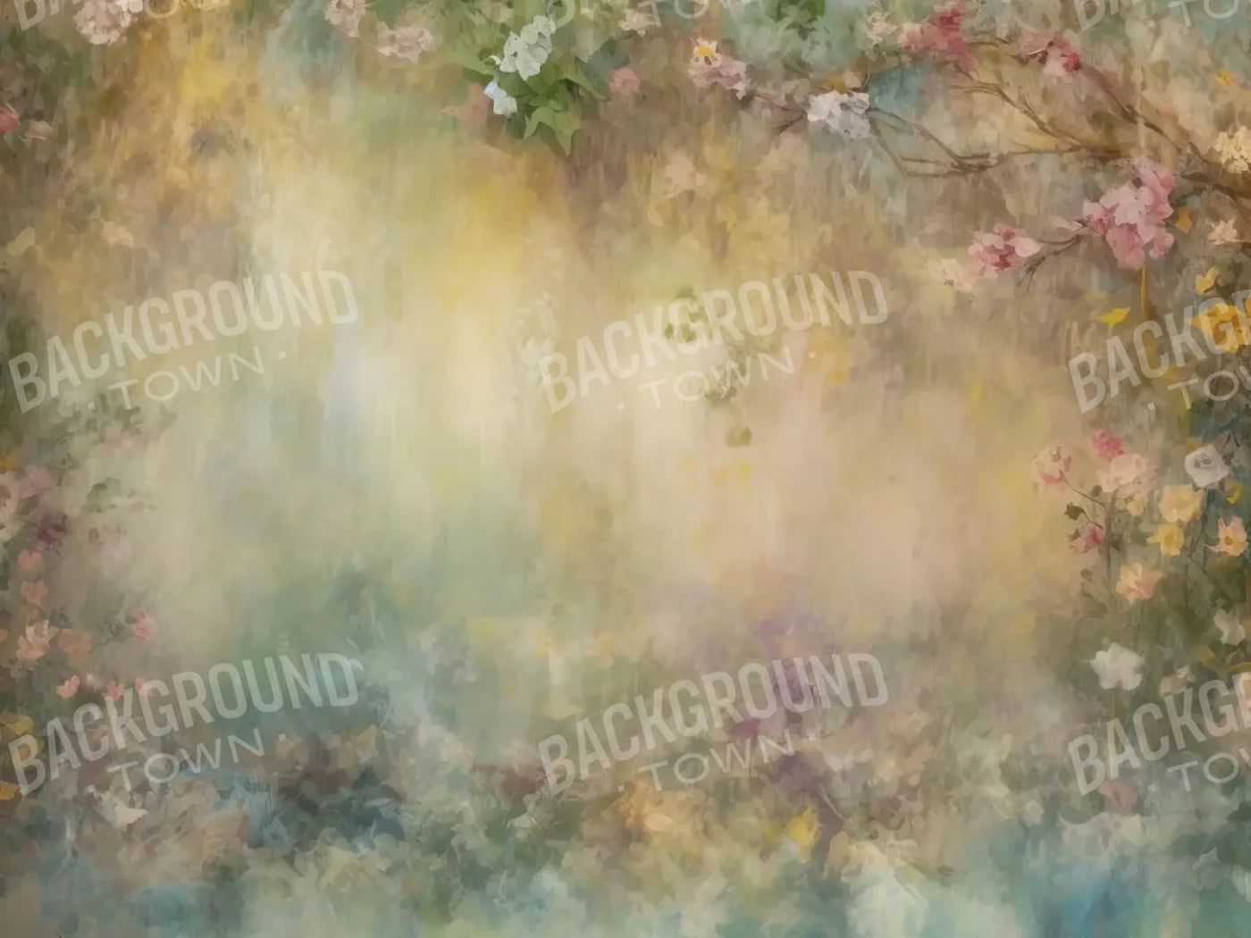 Graceful Dusty Flower Painting 6’8X5’ Fleece (80 X 60 Inch) Backdrop