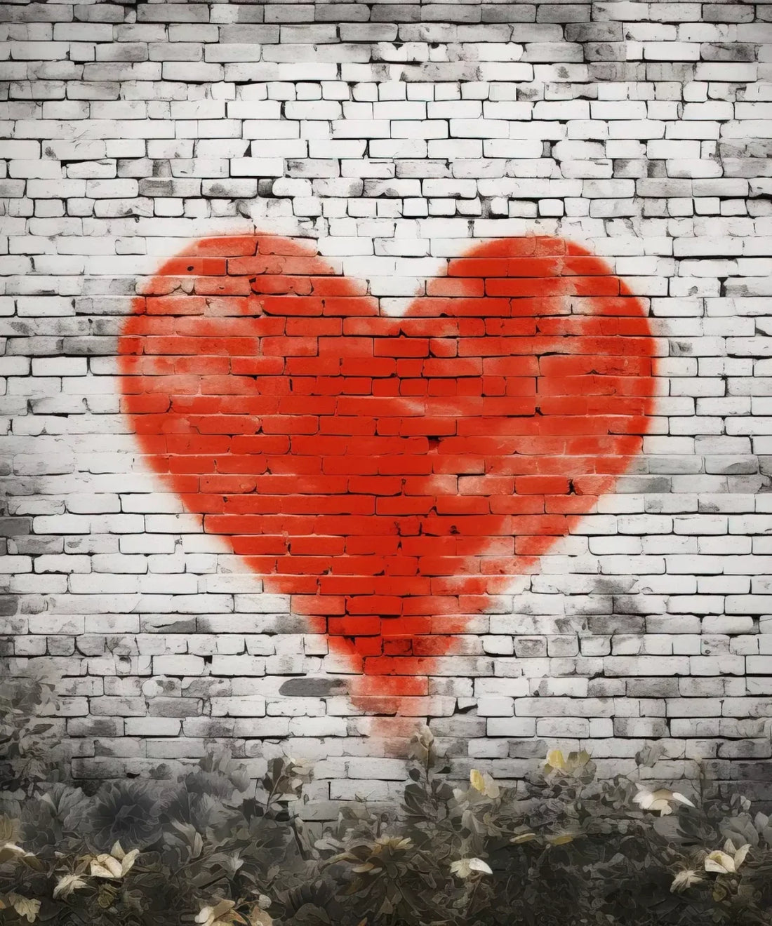 Red, Black, White, Heart   Backdrop for Photography