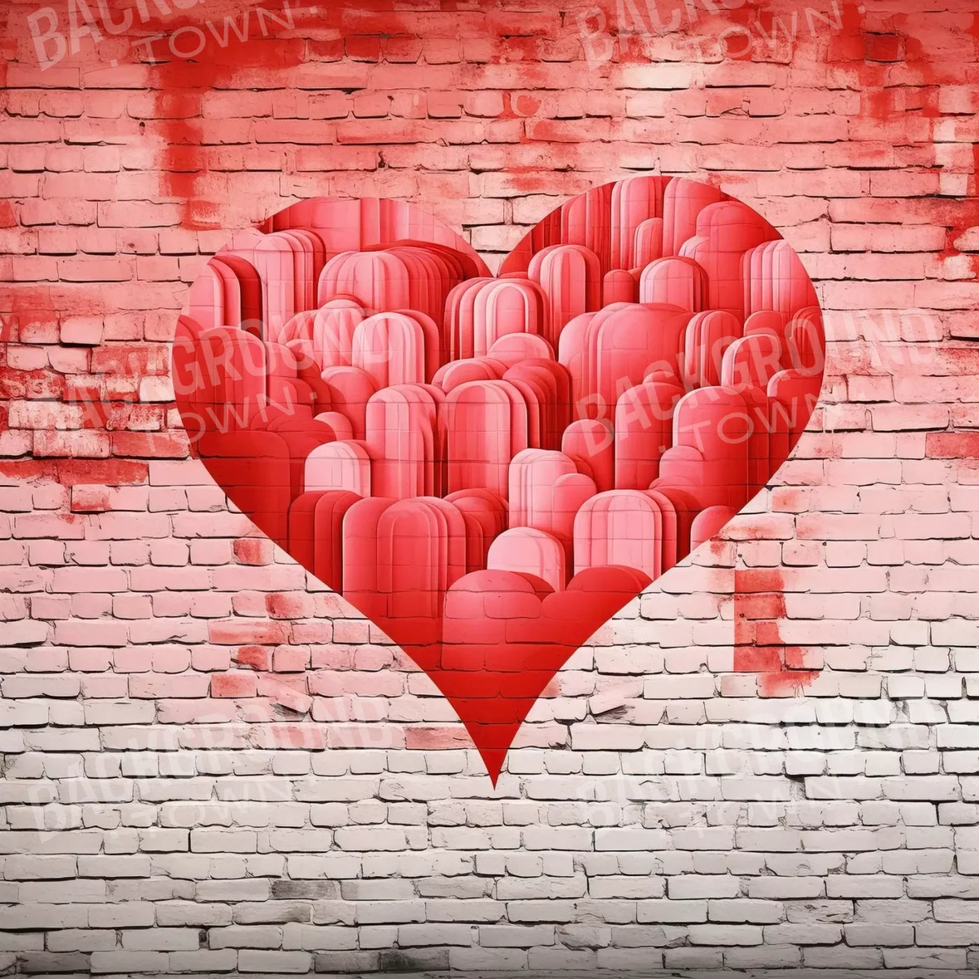 Graffitti Heart Iii 8’X8’ Fleece (96 X Inch) Backdrop