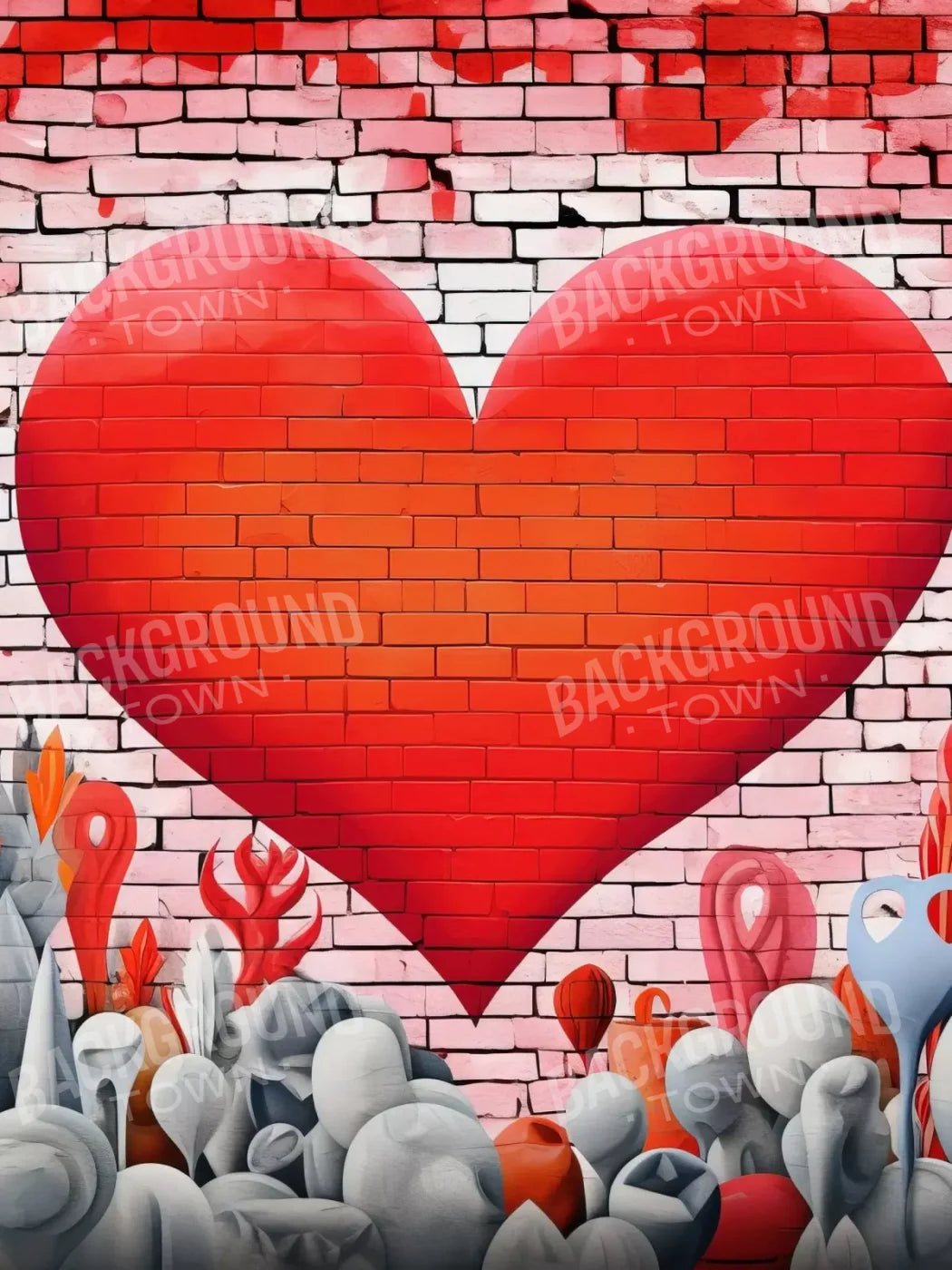 Graffitti Heart Iv 5’X6’8 Fleece (60 X 80 Inch) Backdrop