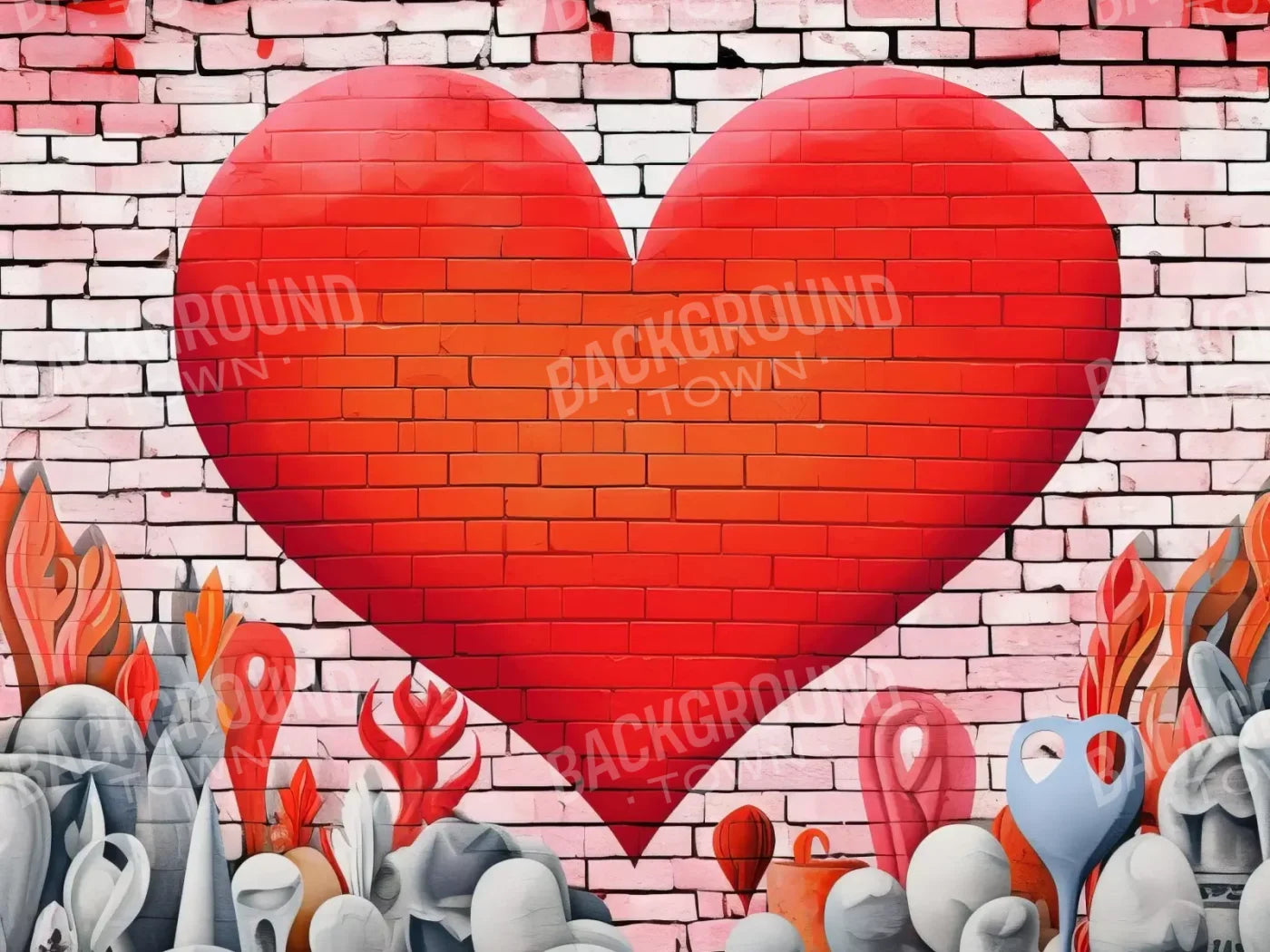 Graffitti Heart Iv 6’8X5’ Fleece (80 X 60 Inch) Backdrop