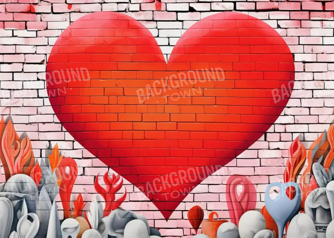 Graffitti Heart Iv 7’X5’ Ultracloth (84 X 60 Inch) Backdrop