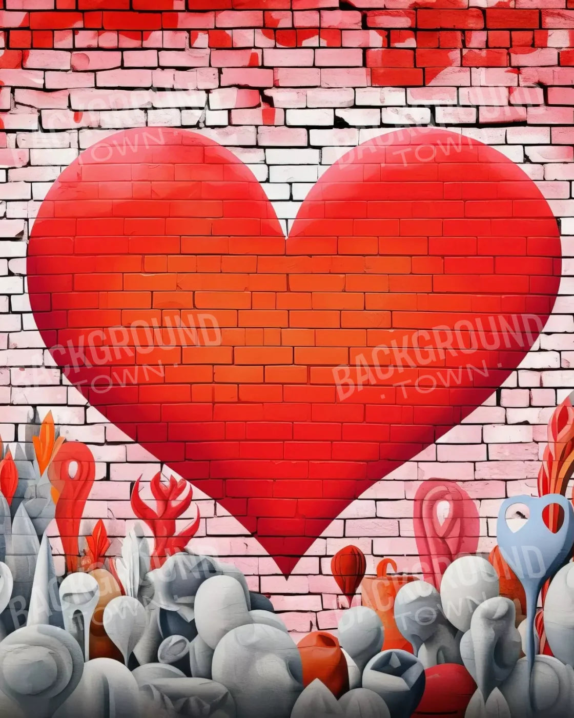 Graffitti Heart Iv 8’X10’ Fleece (96 X 120 Inch) Backdrop