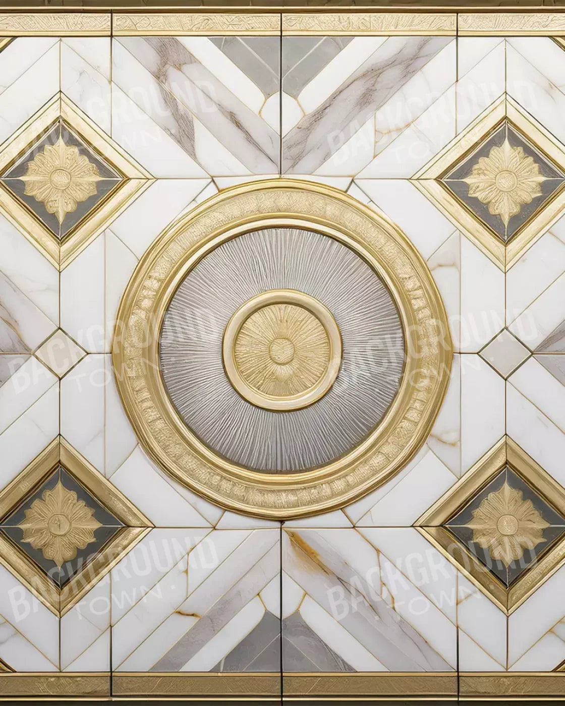 Gray And Gold Ballroom Floor Iii 8’X10’ Rubbermat (96 X 120 Inch) Backdrop
