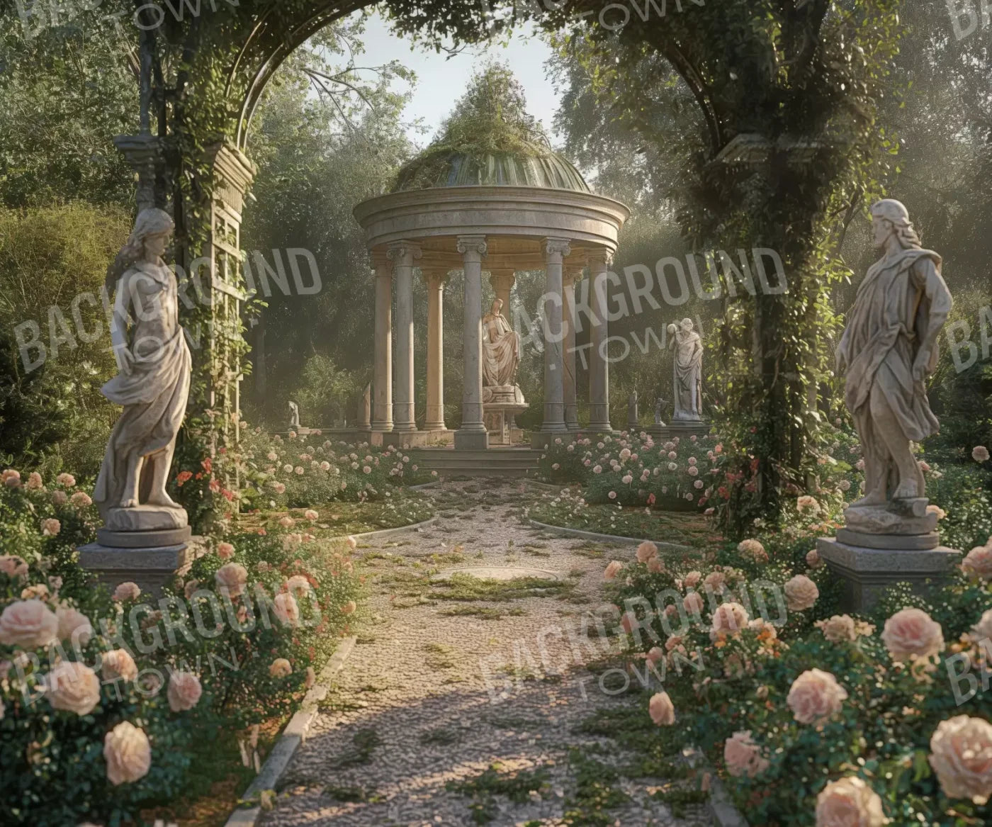 Greek Garden In Morning 12’X10’ Ultracloth (144 X 120 Inch) Backdrop