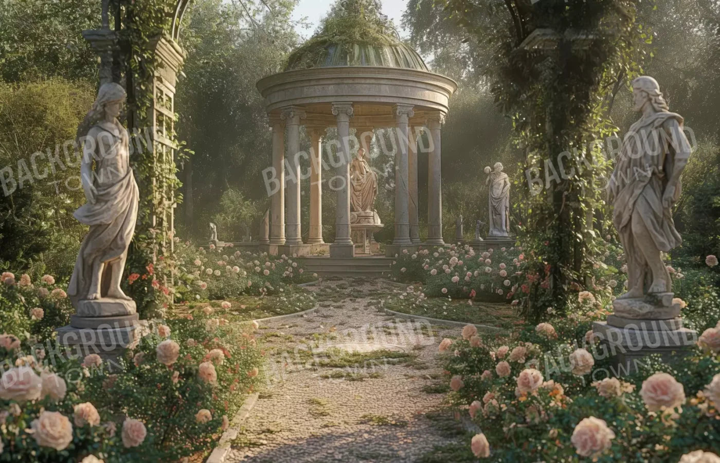 Greek Garden In Morning 14’X9’ Ultracloth (168 X 108 Inch) Backdrop