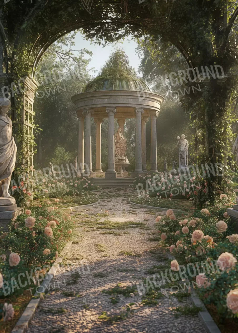 Greek Garden In Morning 5’X7’ Ultracloth (60 X 84 Inch) Backdrop
