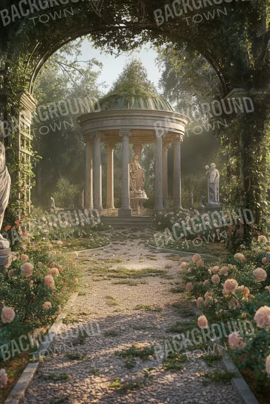 Greek Garden In Morning 8’X12’ Ultracloth (96 X 144 Inch) Backdrop