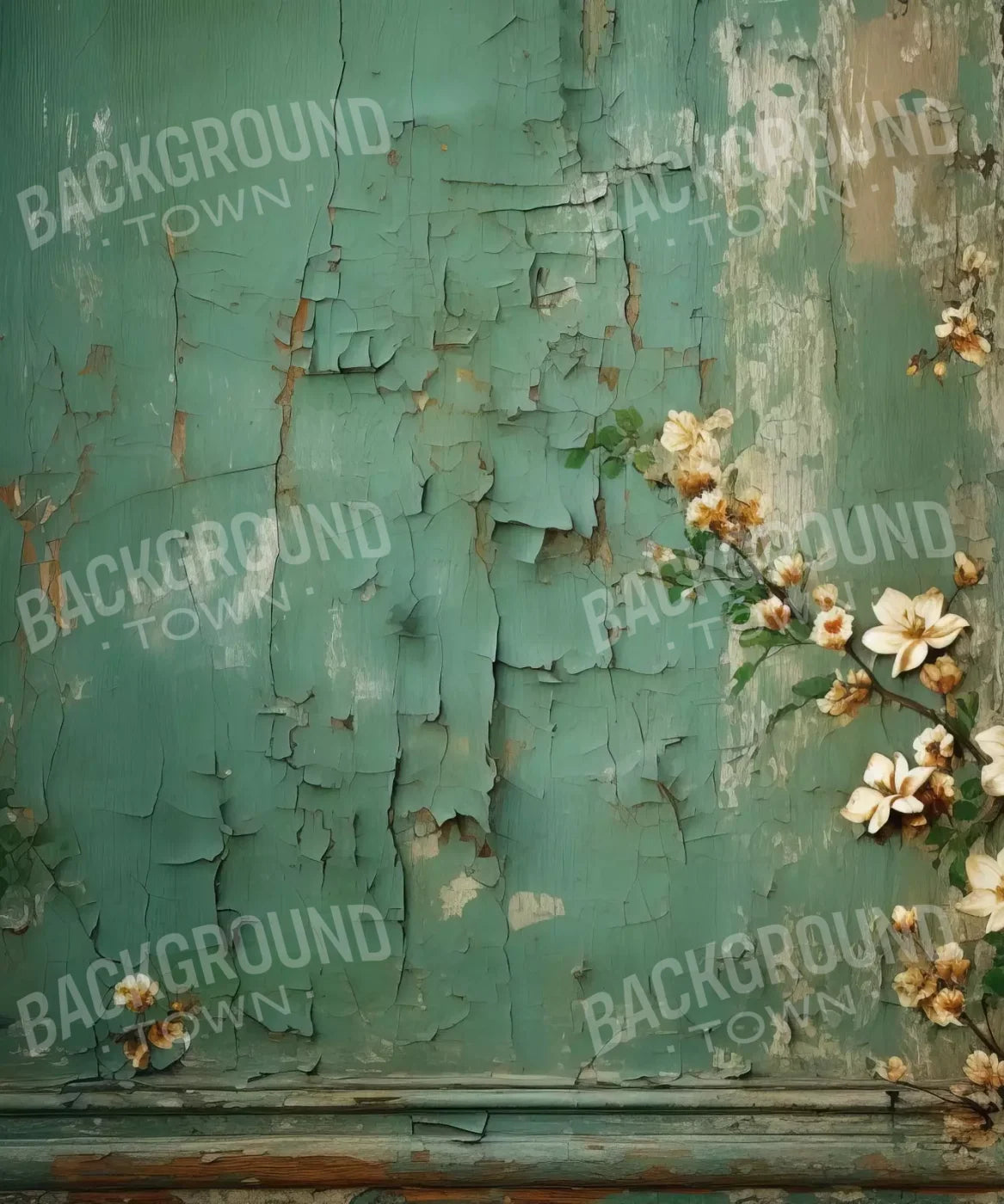 Green Chipped Floral 10X12 Ultracloth ( 120 X 144 Inch ) Backdrop