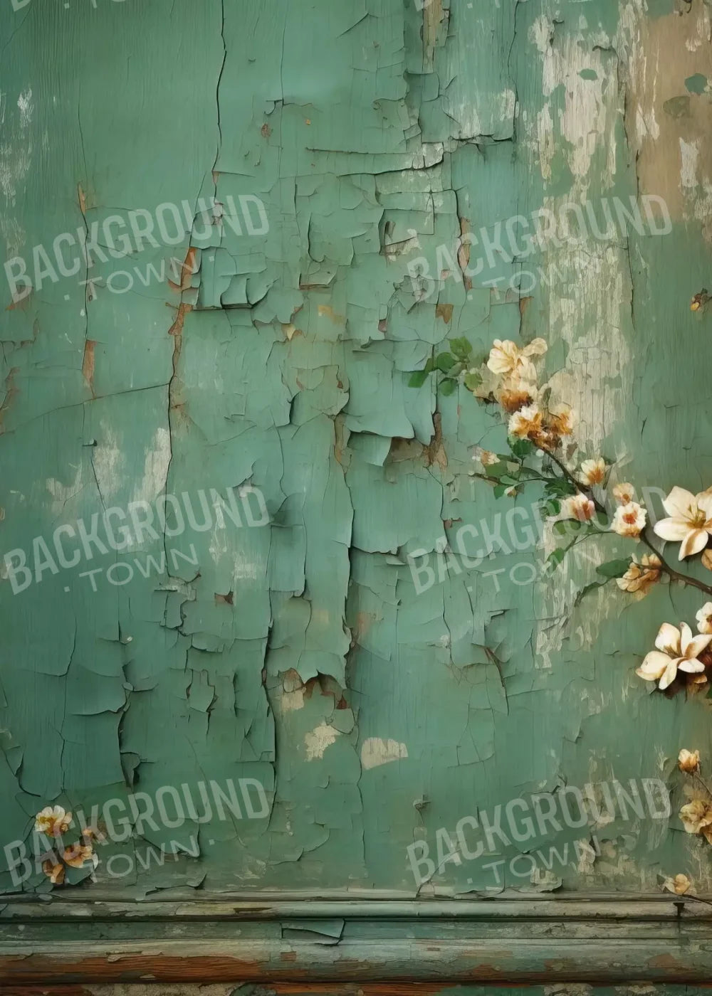 Green Chipped Floral 5X7 Ultracloth ( 60 X 84 Inch ) Backdrop