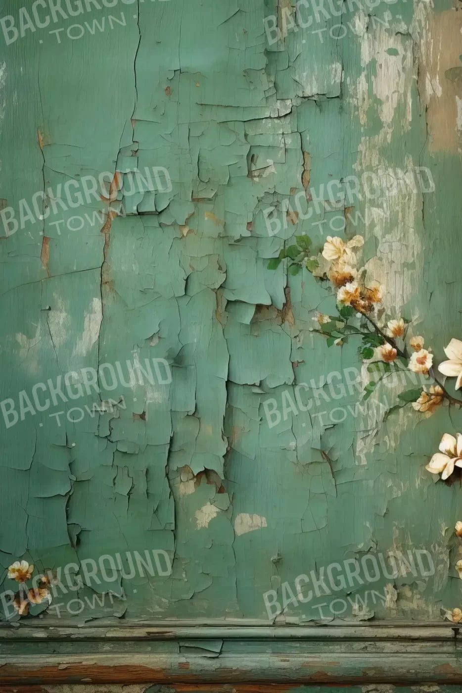 Green Chipped Floral 8X12 Ultracloth ( 96 X 144 Inch ) Backdrop