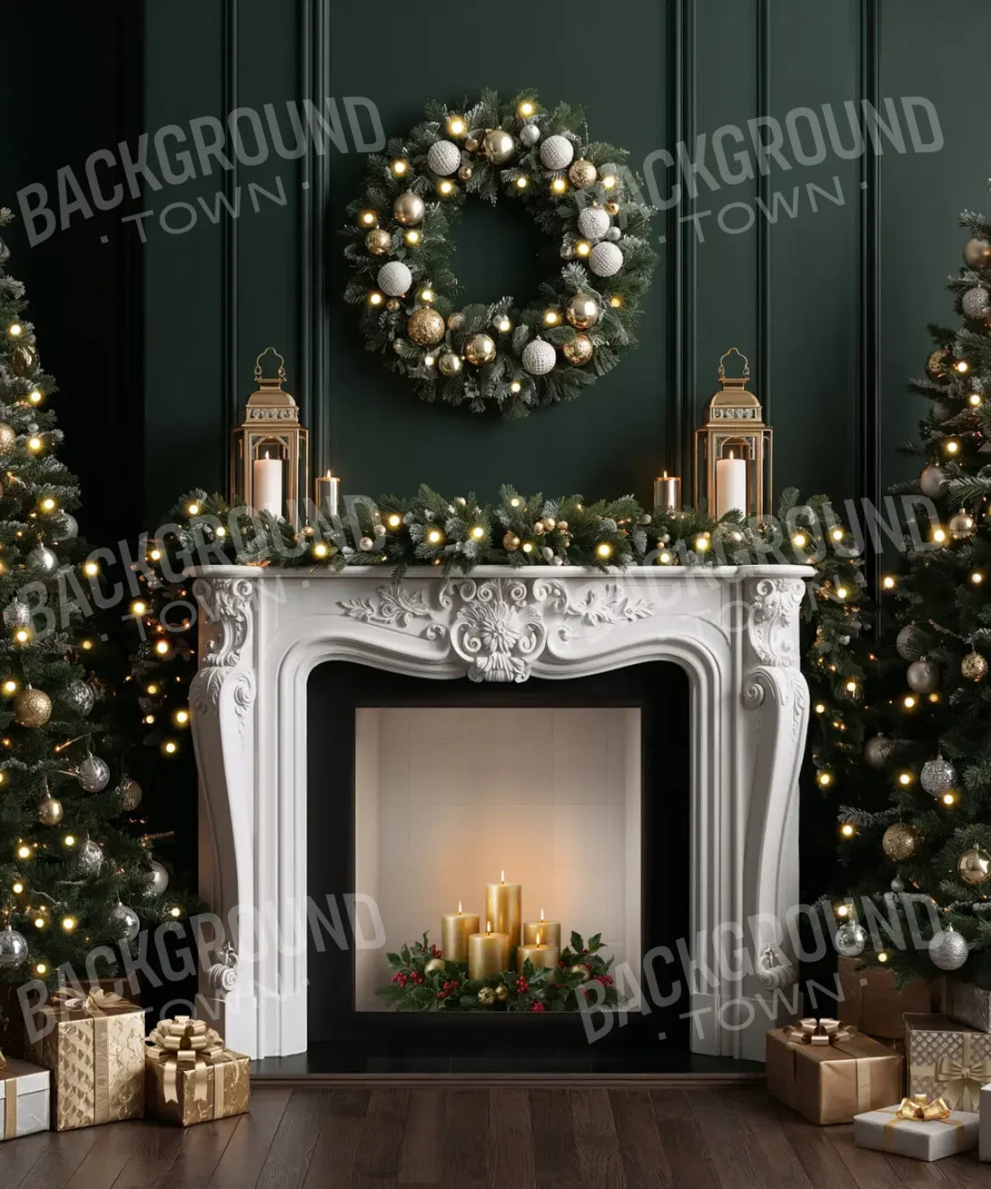 Green Christmas Backdrop for Photography
