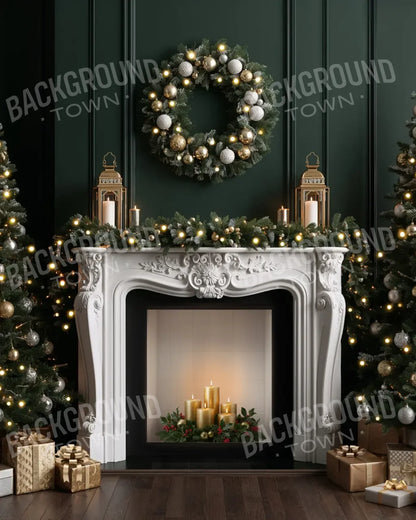 Green Christmas Room 8’x10’ Fleece (96 x 120 inch) Backdrop
