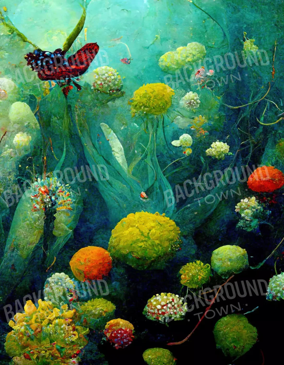 Green Sea 6X8 Fleece ( 72 X 96 Inch ) Backdrop