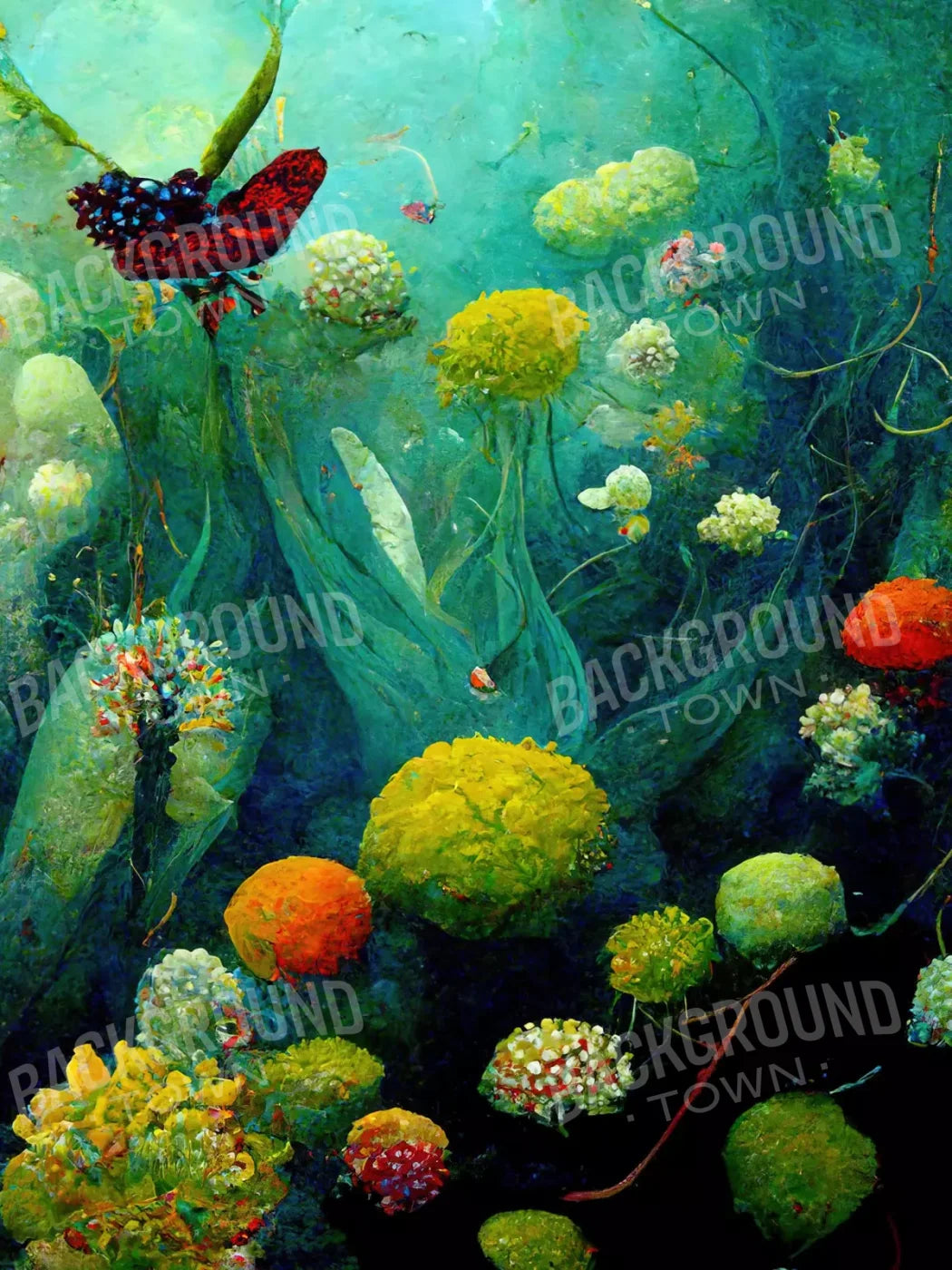 Green Sea 8X10 Fleece ( 96 X 120 Inch ) Backdrop
