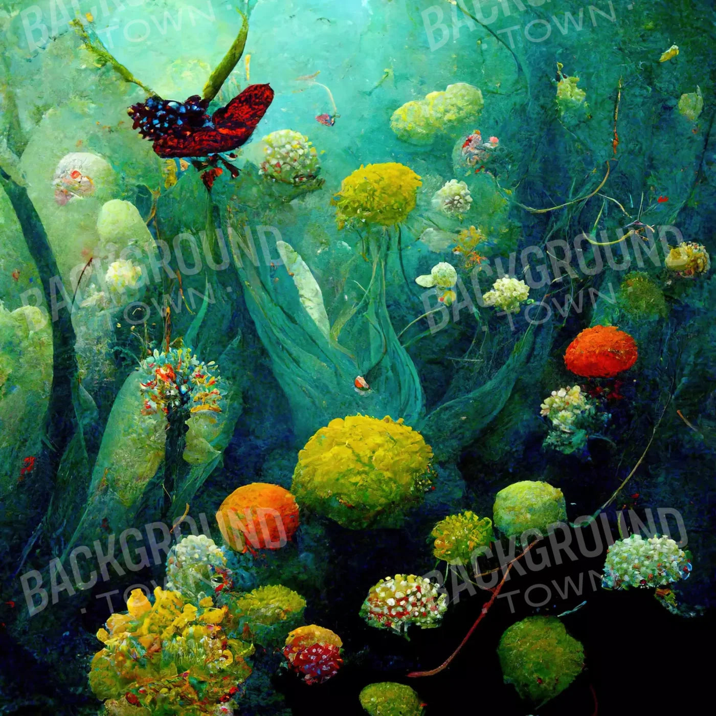 Green Sea 8X8 Fleece ( 96 X Inch ) Backdrop