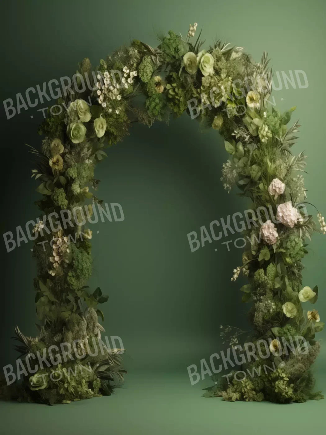 Green Studio Floral Arch 6’X8’ Fleece (72 X 96 Inch) Backdrop