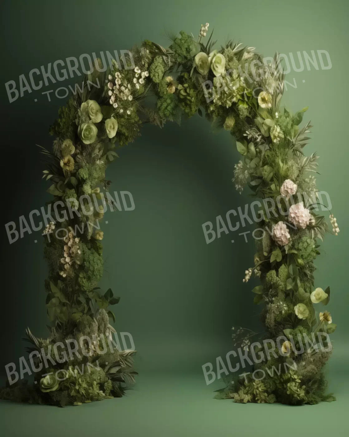 Green Studio Floral Arch 8’X10’ Fleece (96 X 120 Inch) Backdrop