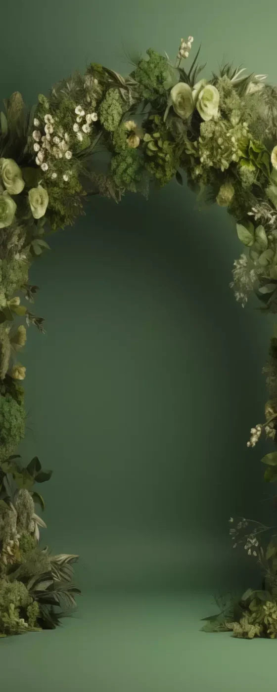 Green Studio Floral Arch Backdrop