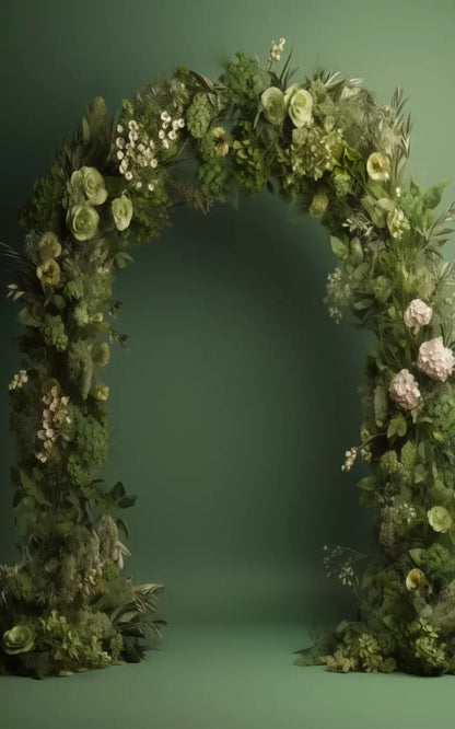 Green Studio Floral Arch Backdrop