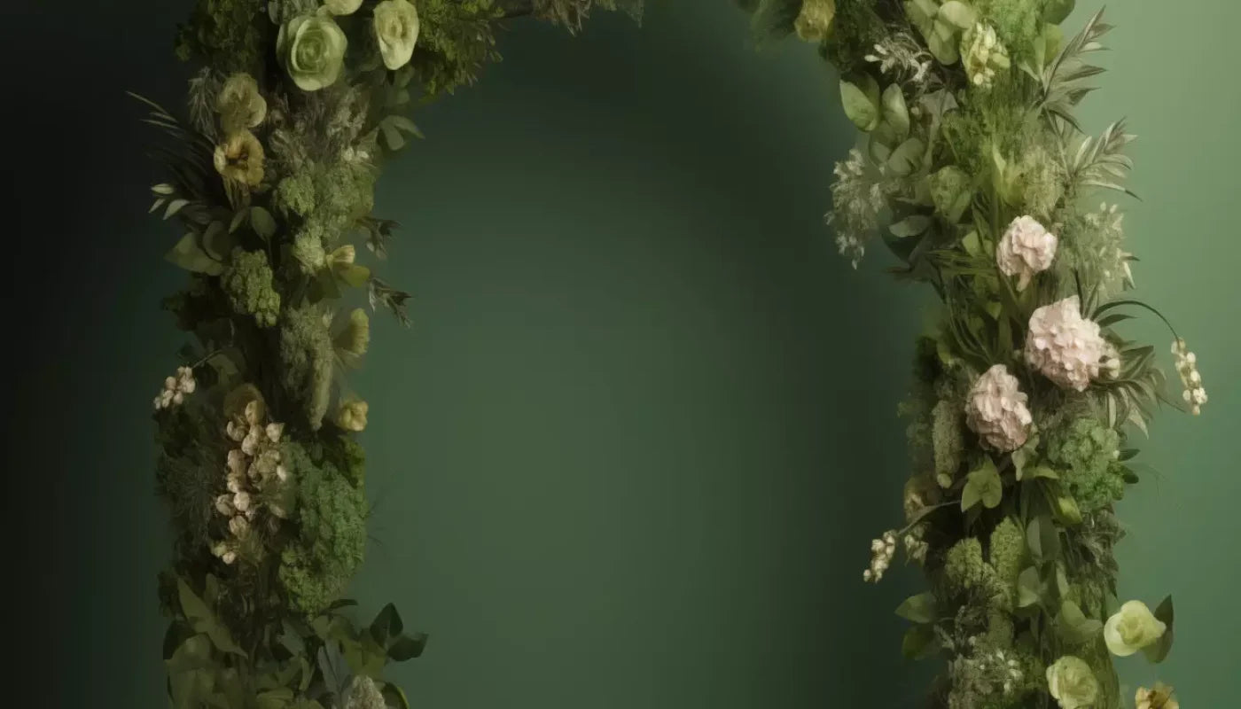Green Studio Floral Arch Backdrop