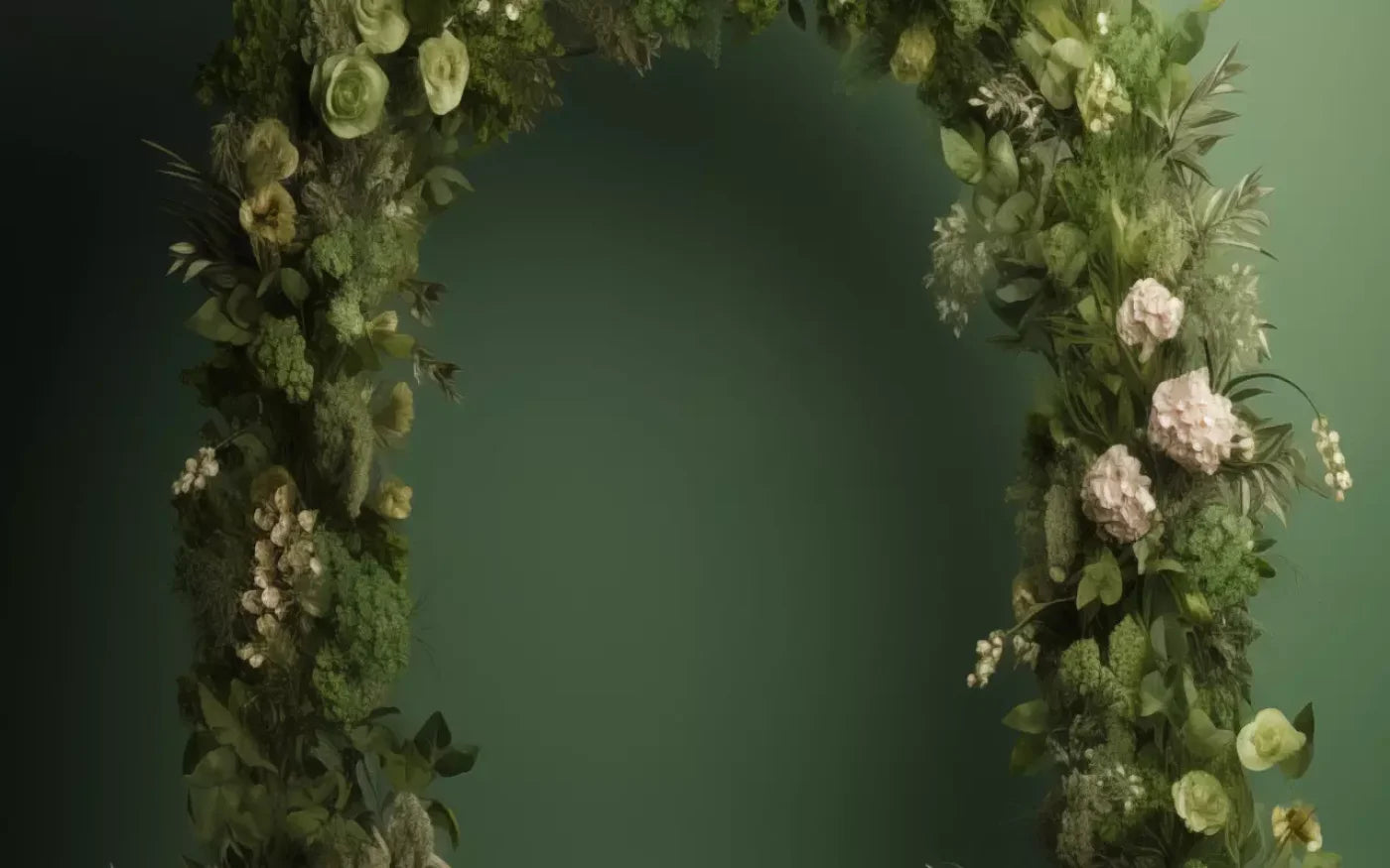 Green Studio Floral Arch Backdrop