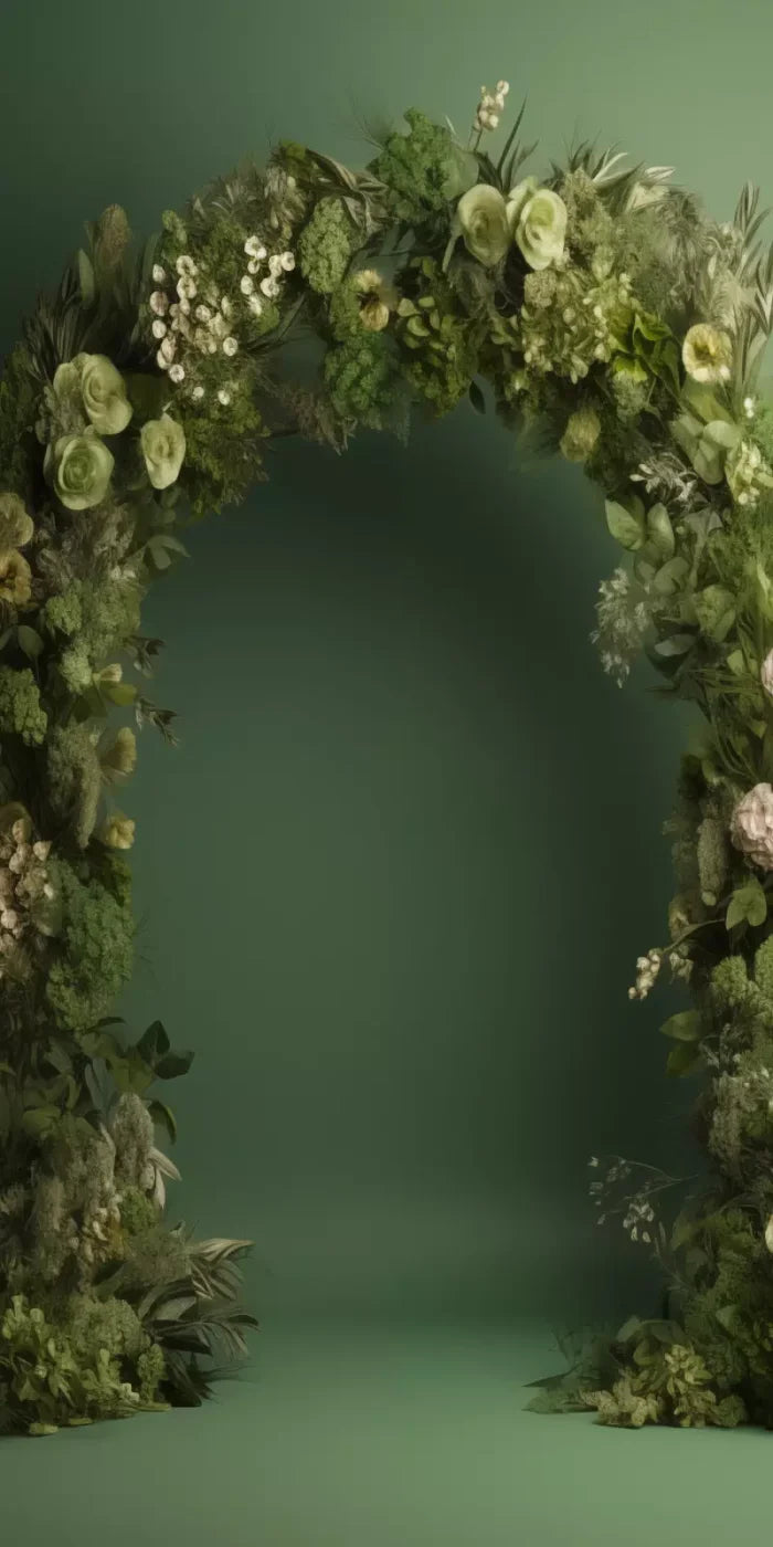 Green Studio Floral Arch Backdrop