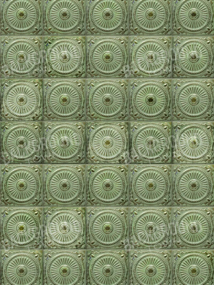 Green Tiles 8’X10’ Fleece (96 X 120 Inch) Backdrop