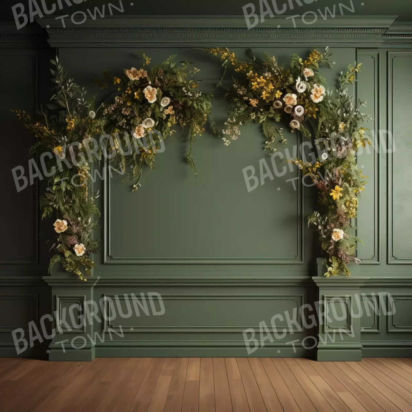 Green Wall I 8X8 Fleece ( 96 X Inch ) Backdrop