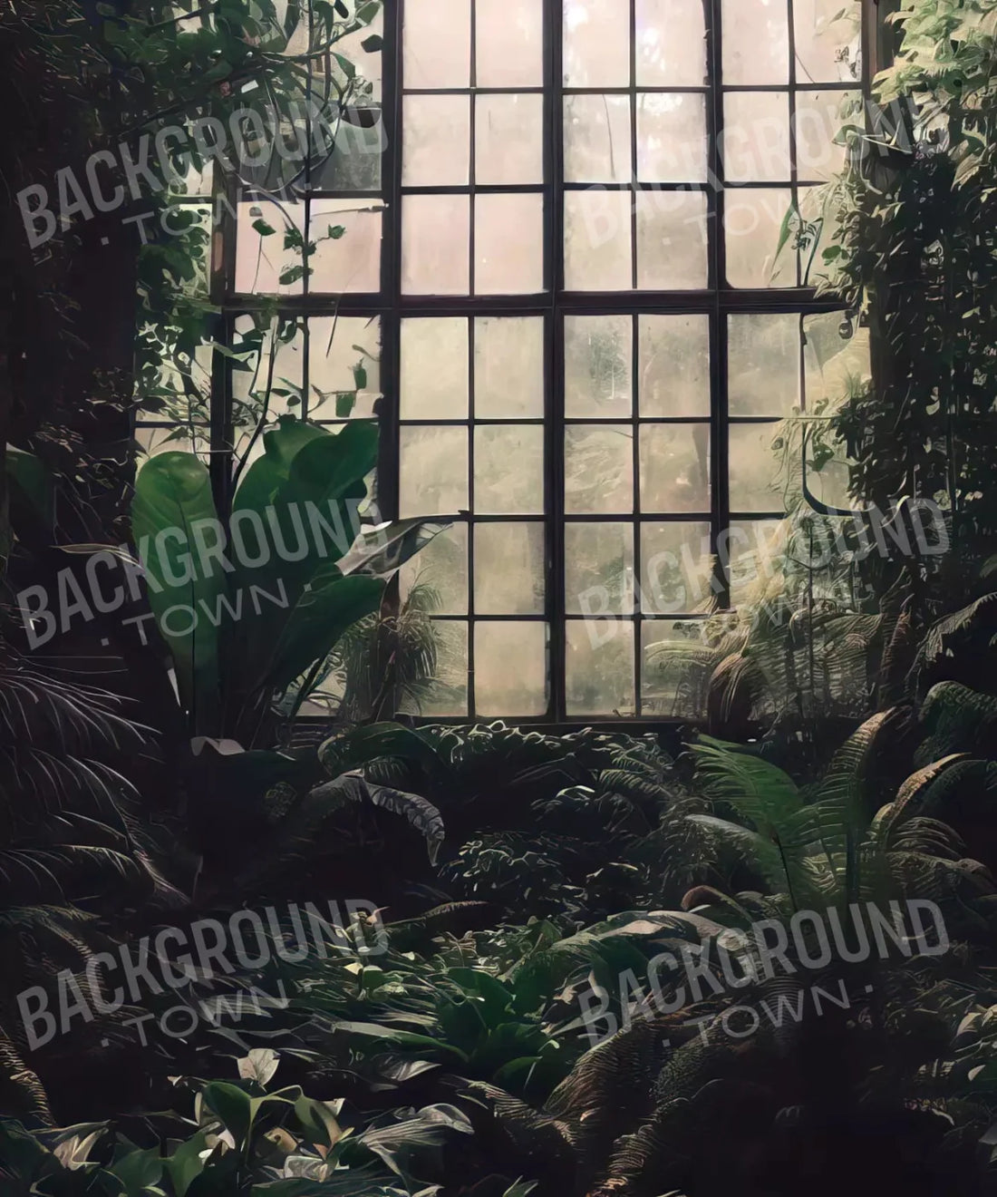 Greenhouse plants in window Backdrop for Photography