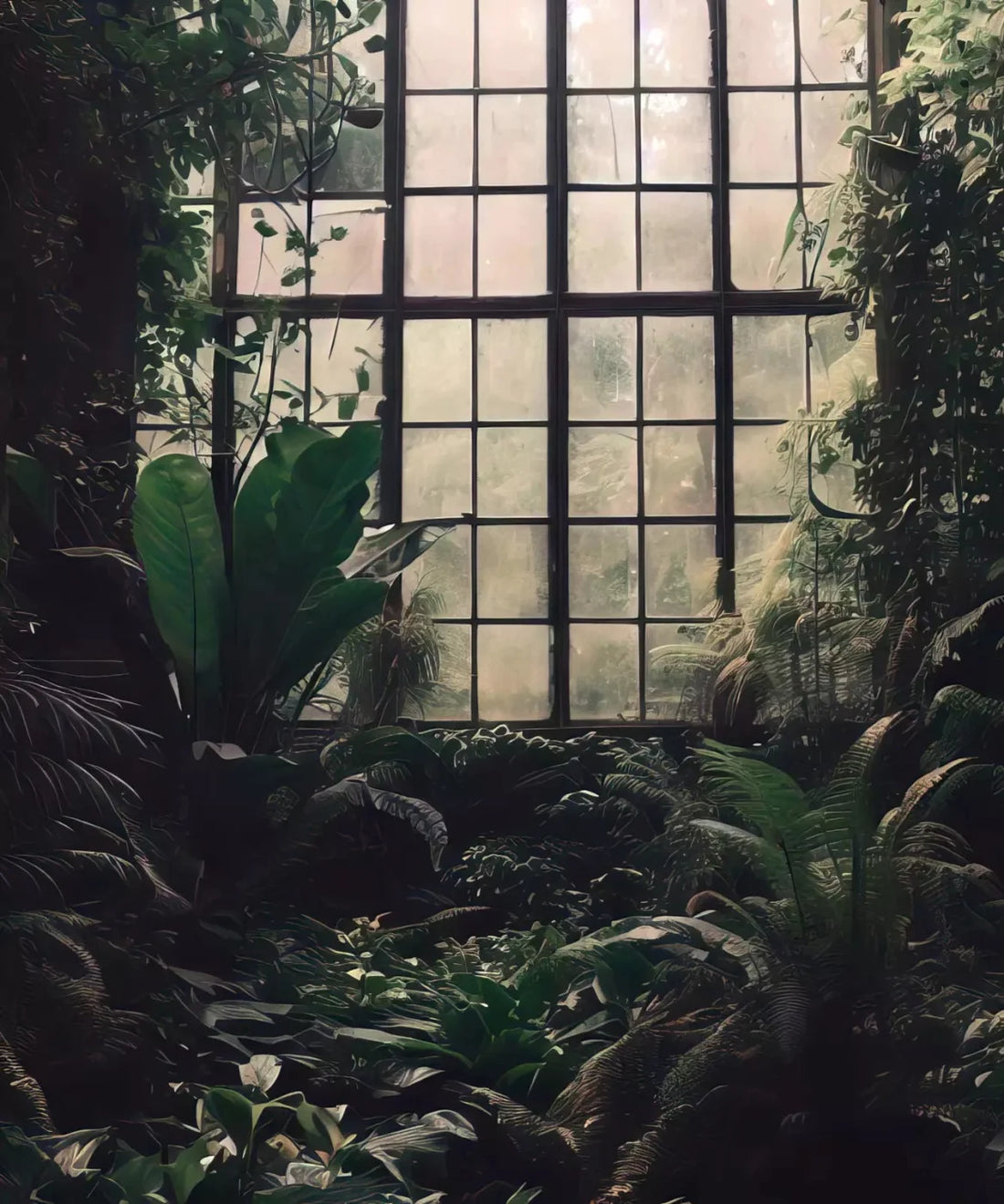 Greenhouse plants in window Backdrop for Photography