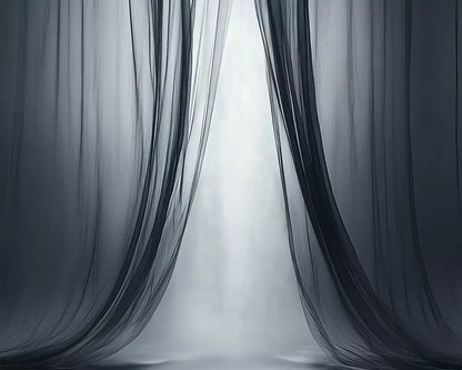 Grey Sheer Curtains I 10’X8’ Fleece (120 X 96 Inch) Backdrop