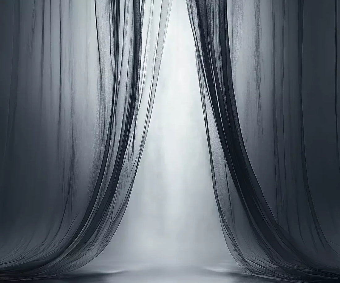 Grey Sheer Curtains I 5’X4’2 Fleece (60 X 50 Inch) Backdrop