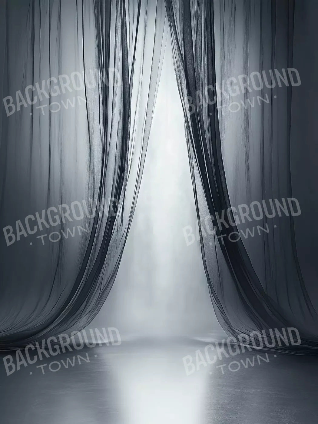 Grey Sheer Curtains I 5’X6’8 Fleece (60 X 80 Inch) Backdrop