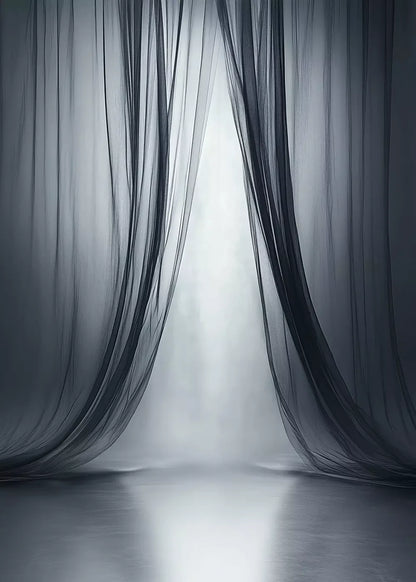Grey Sheer Curtains I 5’X7’ Ultracloth (60 X 84 Inch) Backdrop