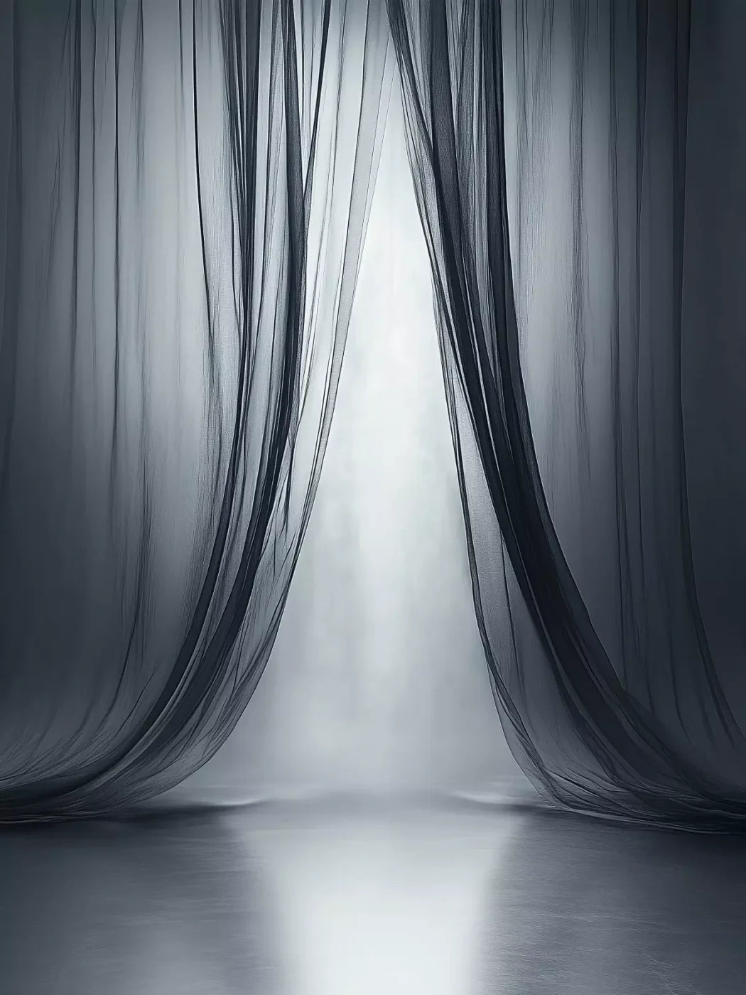 Grey Sheer Curtains I 6’X8’ Fleece (72 X 96 Inch) Backdrop