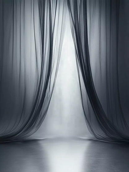 Grey Sheer Curtains I 6’X8’ Fleece (72 X 96 Inch) Backdrop