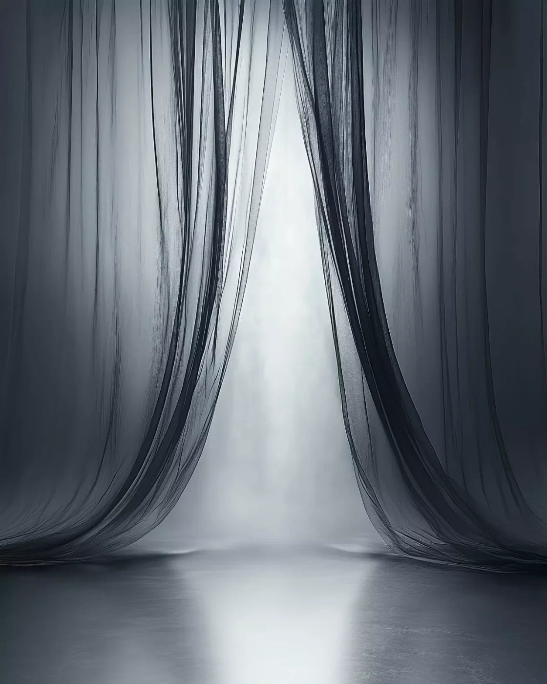 Grey Sheer Curtains I 8’X10’ Fleece (96 X 120 Inch) Backdrop