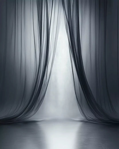 Grey Sheer Curtains I 8’X10’ Fleece (96 X 120 Inch) Backdrop