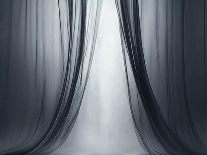 Grey Sheer Curtains I 8’X6’ Fleece (96 X 72 Inch) Backdrop
