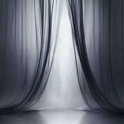 Grey Sheer Curtains I 8’X8’ Fleece (96 X Inch) Backdrop