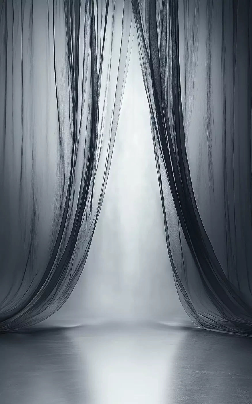 Grey Sheer Curtains I 10’X16’ Ultracloth (120 X 192 Inch) Backdrop