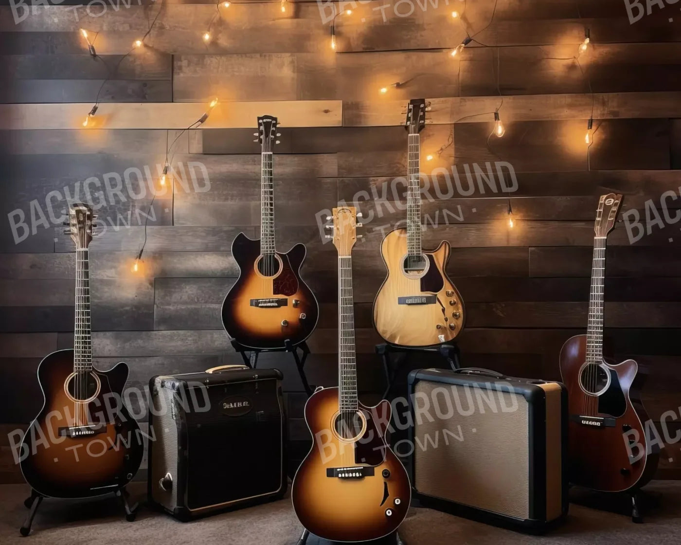 Guitar 1 10X8 Fleece ( 120 X 96 Inch ) Backdrop