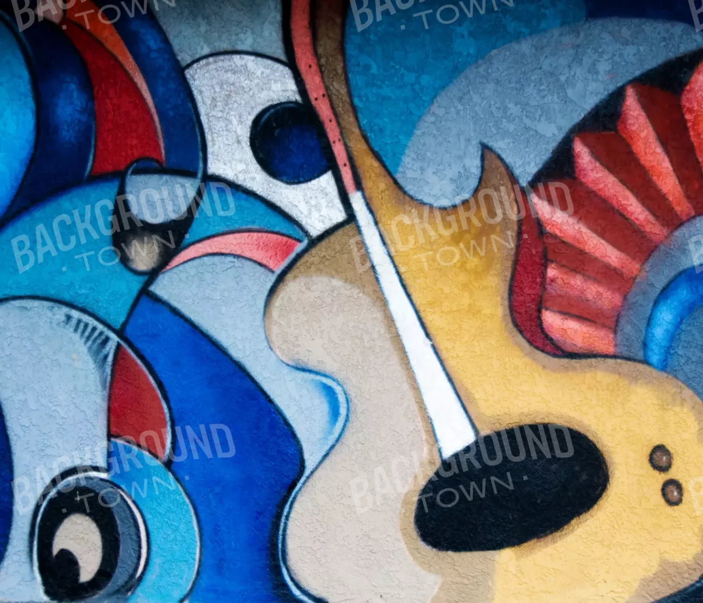 Guitar Graffiti 12’X10’ Ultracloth (144 X 120 Inch) Backdrop