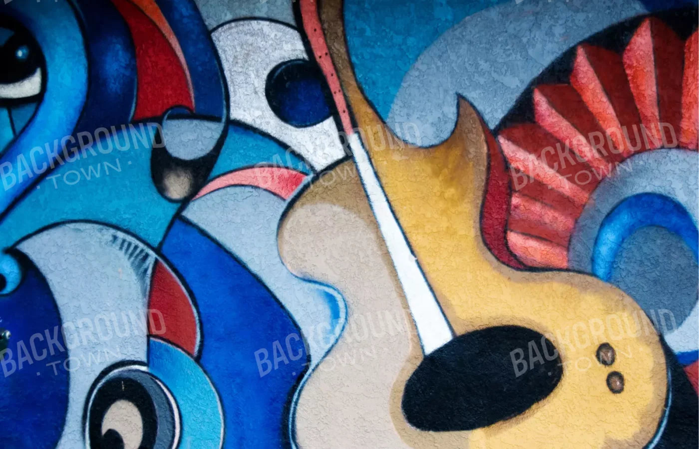 Guitar Graffiti 12’X8’ Ultracloth (144 X 96 Inch) Backdrop