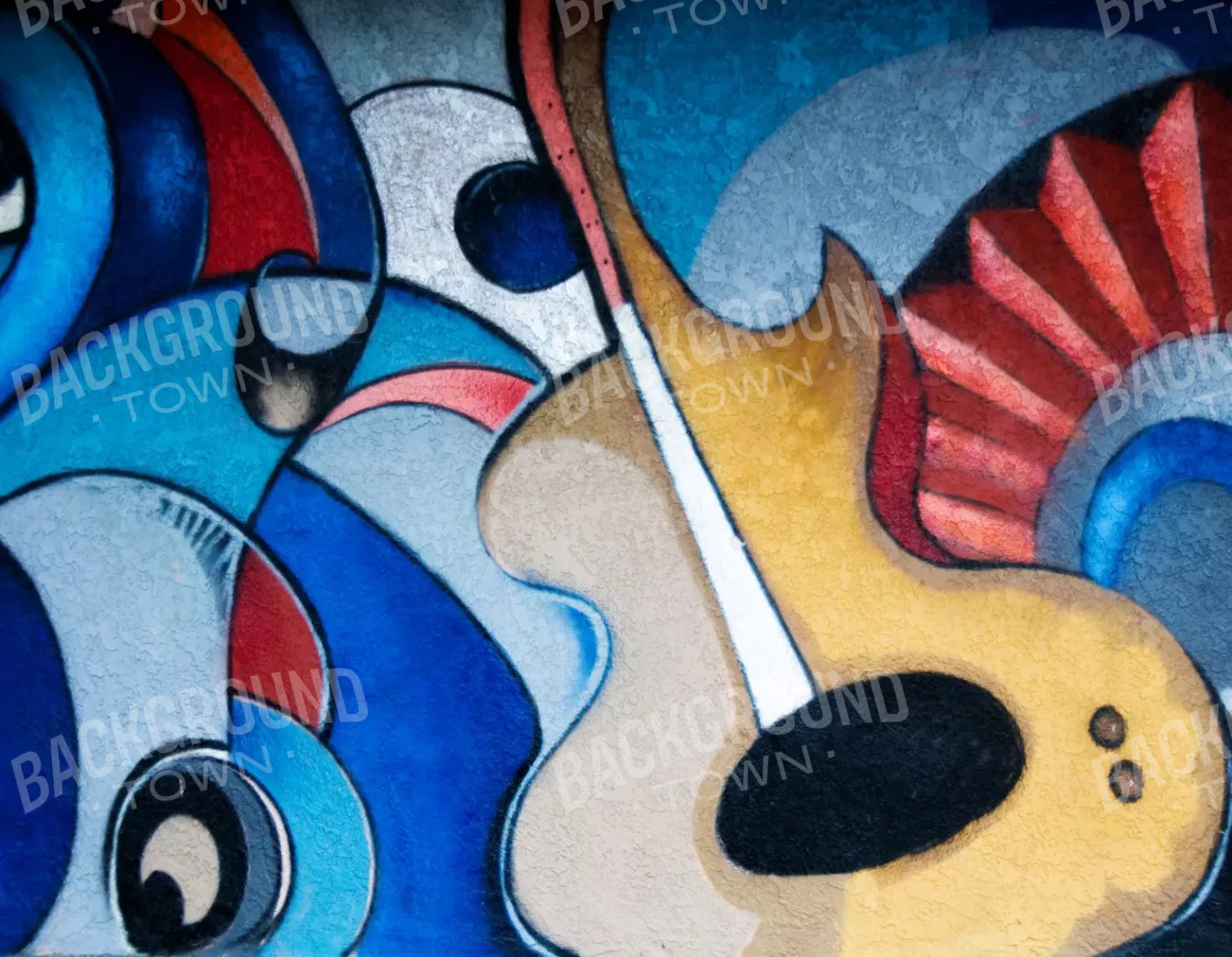 Guitar Graffiti 8’X6’ Fleece (96 X 72 Inch) Backdrop