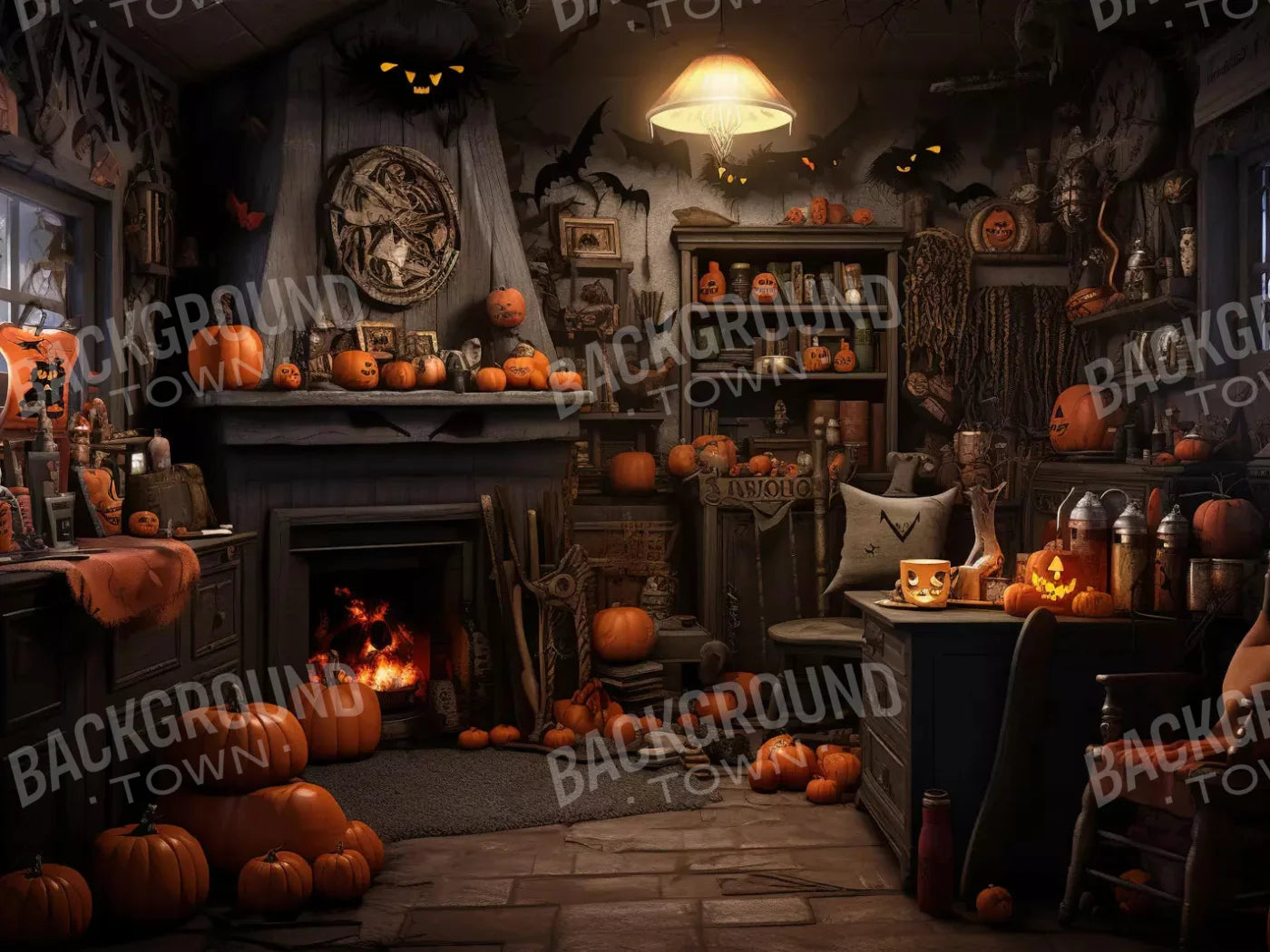 Halloween Cottage 10X8 Fleece ( 120 X 96 Inch ) Backdrop