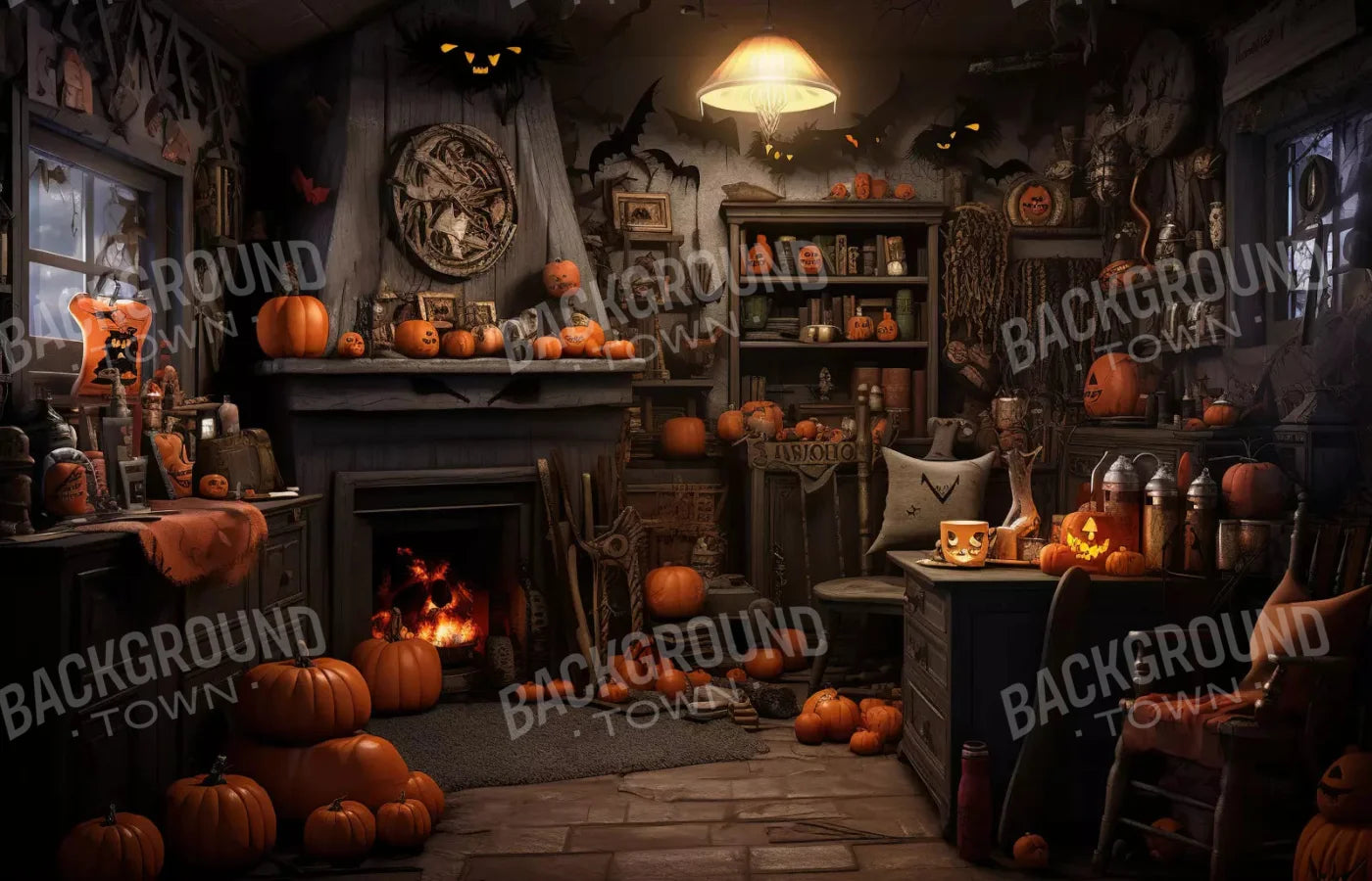 Halloween Cottage 12X8 Ultracloth ( 144 X 96 Inch ) Backdrop