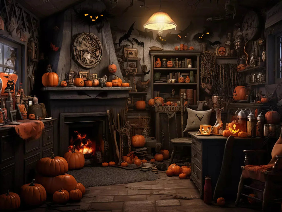 Halloween Cottage 68X5 Fleece ( 80 X 60 Inch ) Backdrop