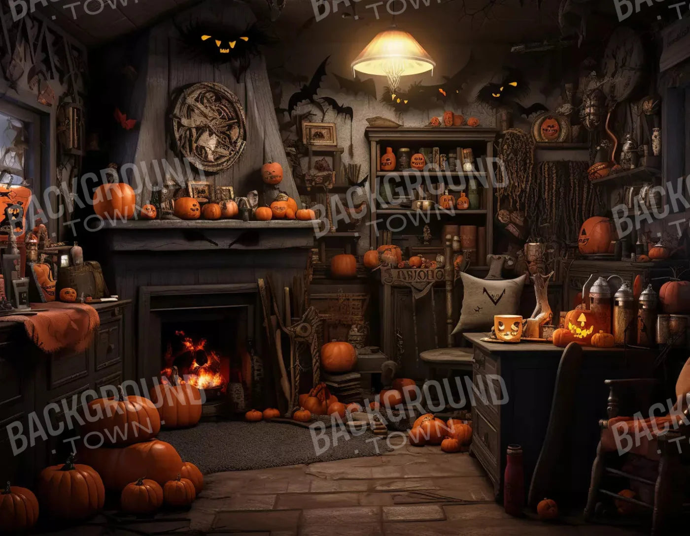 Halloween Cottage 8X6 Fleece ( 96 X 72 Inch ) Backdrop